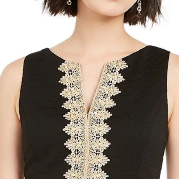 Pappagallo Black and Gold Embroidered Sheath Dress NWT Size 8 - Picture 2 of 4